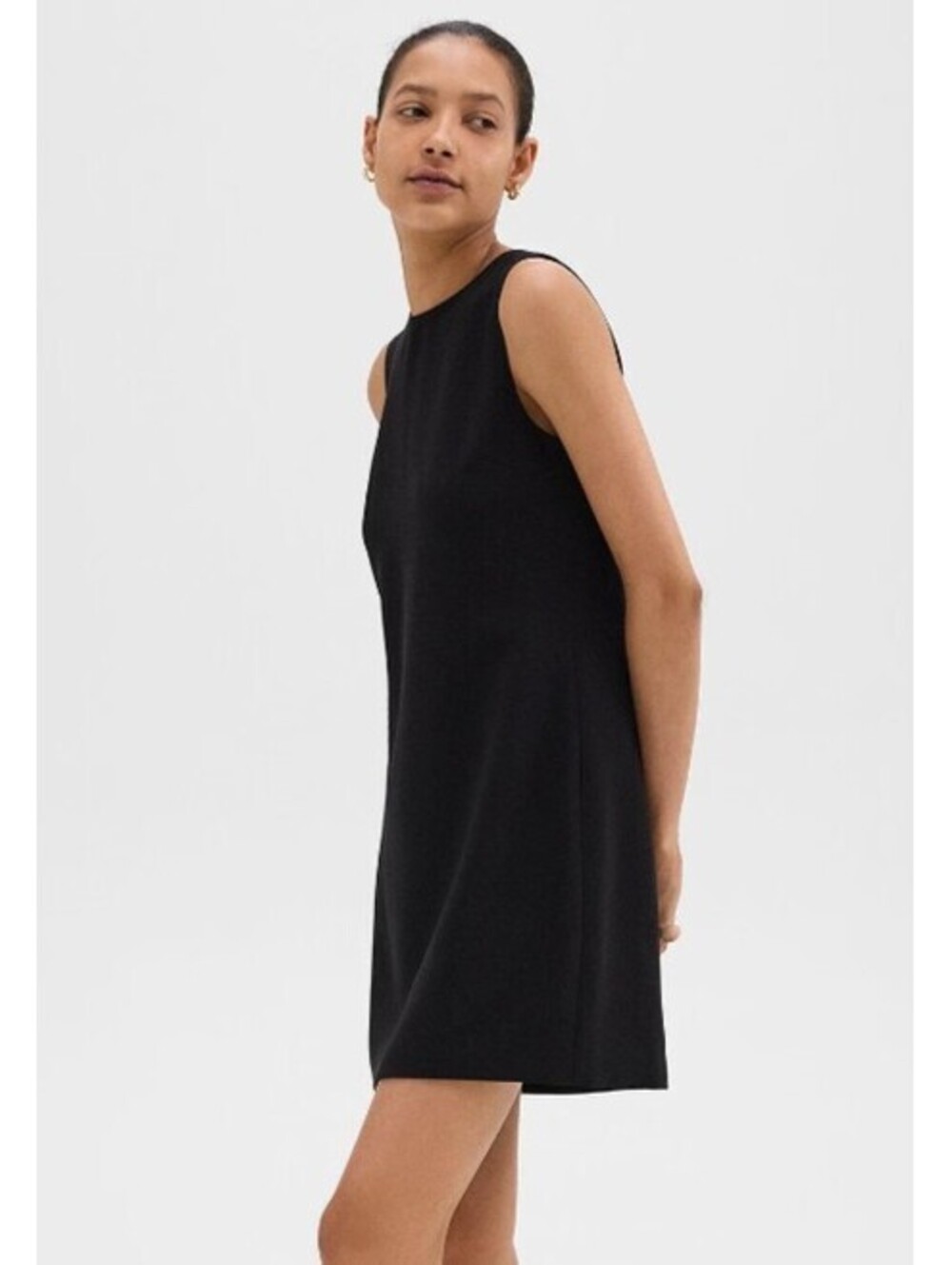 THEORY black wool sleeveless mini dress sz 8